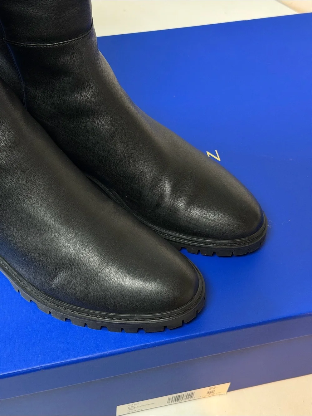 Stuart Weitzman Black City Over the Kner Boots